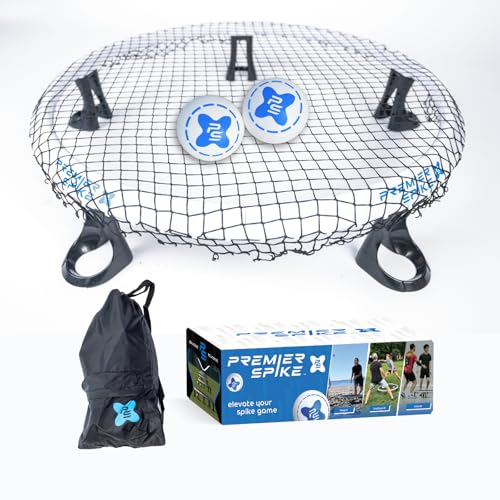 Roundnet Game Set - Top Set in Quality & Durability - Portable Outdoor Game for Beach, Backyard, Camping Game for Kids, Teens & Adults - Net, 2 Balls