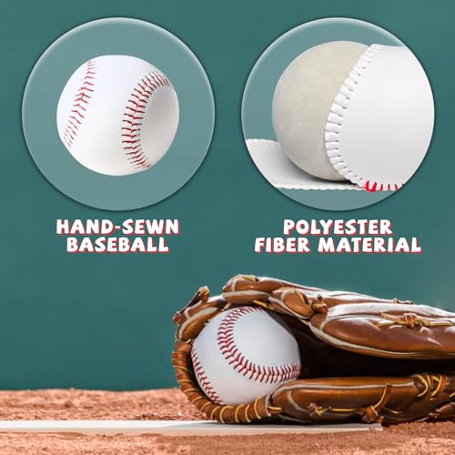 12 Pack Standard Size T-Ball Baseballs - Unmarked & Soft Practice Balls for League Play - Durable Synthetic Leather Cover - Rubber Filling - Perfect for Training, Hitting, Batting, Fielding