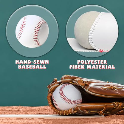 12 Pack Standard Size T-Ball Baseballs - Unmarked & Soft Practice Balls for League Play - Durable Synthetic Leather Cover - Rubber Filling - Perfect for Training, Hitting, Batting, Fielding
