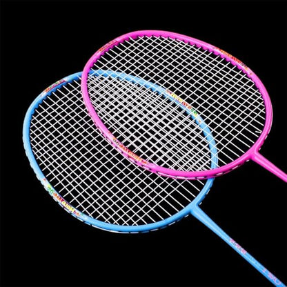 Senston Lightweight Beginner Badminton Set with 2 Rackets, 2 Shuttlecocks, Carry Bag - color: Red and Blue