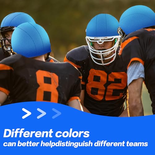 Football Helmet Covers Scrimmage Caps-Perfect for Football, Hockey, and Lacrosse Practice Sessions.The Fabric is Elastic& Bright Colors for Team Identification - color: Blue-12pcs