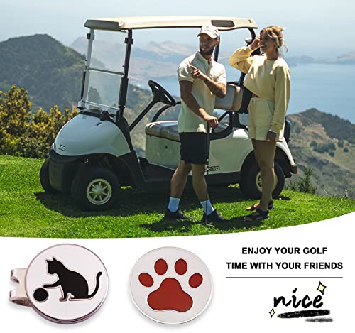 Adhere Golf Ball Markers Personlized Double Side Cute cat Logo Enamel with A Magnetic Hat Clips,A Premium Golf Gifts. - color: D-White