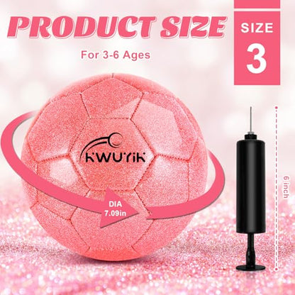 Size 3 4 5 Glitter Pink Gold Purple Soccer Ball with Pump Youth Toddler Soccer Ball for Kids Aged 4-6 6-8 8-12 Training Ball for Teens Boys Girls