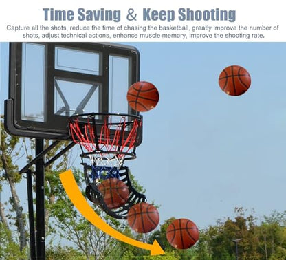 Basketball Shooting Machine Basketball Return System, 360° Rotatable Basketball Shot Returner Chute for Hoop, Suspended Shooting Machine for Training