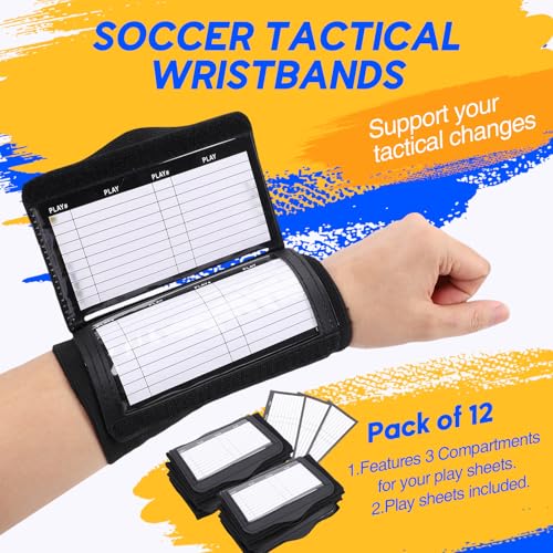 12 Packs Wristbands,Football Play Wristband,with Three-in-one Transparent Panel,Playbook Wristbands for Adult (Large)