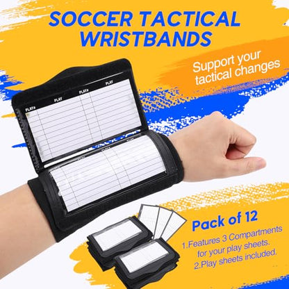 12 Packs Wristbands,Football Play Wristband,with Three-in-one Transparent Panel,Playbook Wristbands for Adult (Large)