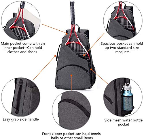 QCWN 2 Raquet Tennis Bag,Tennis Bags For Men Women,Tennis Backpack,Durable Tennis Bookbag,Tennis Pickleball Bag,Tennis Bag Waterproof,Raquet Carrier for Balls, Pickleball Paddles, Badminton Rackets