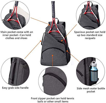 QCWN 2 Raquet Tennis Bag,Tennis Bags For Men Women,Tennis Backpack,Durable Tennis Bookbag,Tennis Pickleball Bag,Tennis Bag Waterproof,Raquet Carrier for Balls, Pickleball Paddles, Badminton Rackets