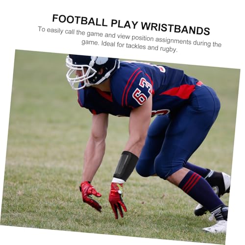 Football Tactical Wristband for Quarterbacks, Soft Football Armband with Strategy Card Holder, Black Medium Sports Wrist Guard for Youth Training and Rugby Style Games