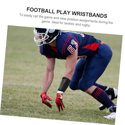 Football Tactical Wristband for Quarterbacks, Soft Football Armband with Strategy Card Holder, Black Medium Sports Wrist Guard for Youth Training and Rugby Style Games