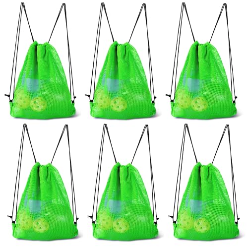 GSE Games & Sports Expert 19"x15" Green Mesh Backpack Bag. Mesh Drawstring Sports Equipment Sackpack for Gym Gear, Swimming, Toys, Baseballs/Softballs, Pickleballs - color: Green, style: 19"x15" Backpack(6-pack)