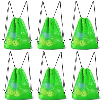 GSE Games & Sports Expert 19"x15" Green Mesh Backpack Bag. Mesh Drawstring Sports Equipment Sackpack for Gym Gear, Swimming, Toys, Baseballs/Softballs, Pickleballs - color: Green, style: 19"x15" Backpack(6-pack)