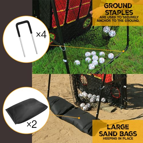 Baseball Pitching Net with Strike Zone Target for Training | Pitchers Practice Net for Baseball & Softball Throwing Net Rebounder - style: Red