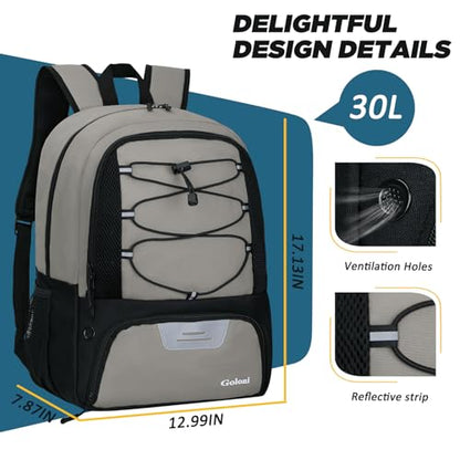 Goloni Soccer Bag, Basketball Bag with Ball Compartment & Shoe Compartment,Large Soccer Backpack for Basketball,Gym，Football - color: Grey
