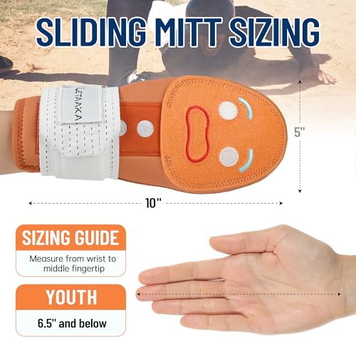Sliding Mitt Youth - Sliding Mitt for Baseball & Softball, Kids Baseball Sliding Mitts for Full Hand Protection, Right or Left Hand Breathable Sliding Glove Gifts for Boys and Girls