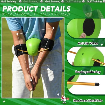Golf Training Aids 5-Piece Complete Swing Trainer Set - Includes The Connector Ball, Wrist Hinge, Arm Band & 2 Wristbands - Fix Chicken Wing & Improve Consistency - Gift for Beginner Men Women