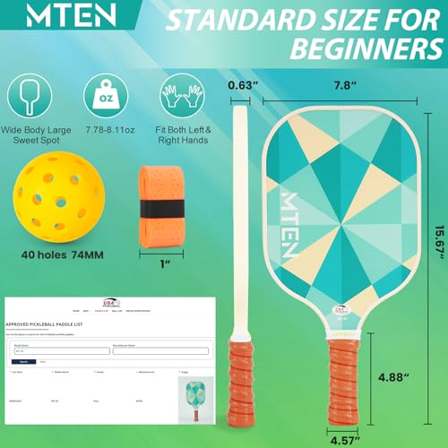 Pickleball Paddles Set of 2 or 4, or Single Paddle – USAPA Approved Fiberglass Surface Pickleball Rackets Set for Men & Women - color: Lake white*4