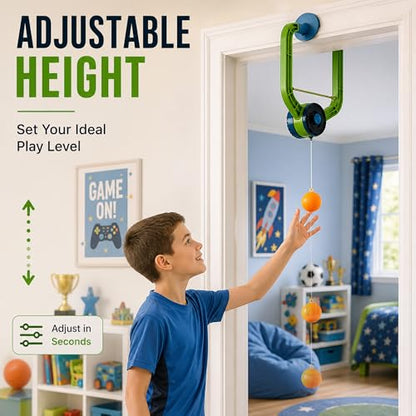 Hanging Table Tennis Trainer Portable Set, 1 Pcs Trainer 6 Balls Door Pong Game for Kids with Racket and Balls, Adjustable Hanging Table Tennis Trainer