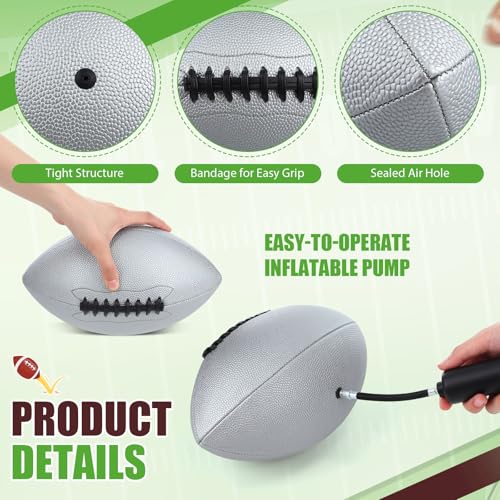 Syhood 12 Pack Composite Leather Footballs Official Size Footballs Bulk Leather Inflatable Football with Pump Regulation Highschool College Football for Training and Recreational Play - color: Silver, size: Size 6