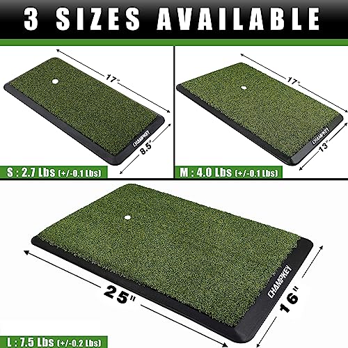 CHAMPKEY Premium Synthetic Turf Golf Hitting Mat | Heavy Duty Rubber Base Golf Practice Mat | Come with 1 Rubber Tee and 9 Plastic Tees