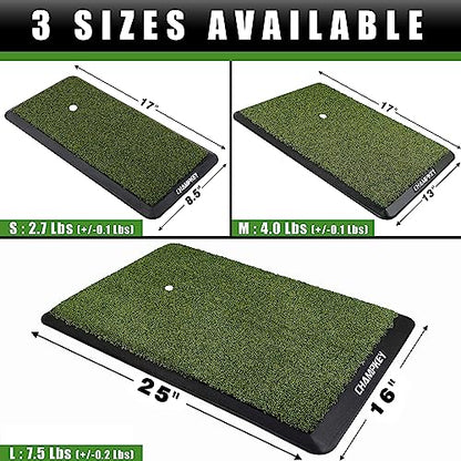 CHAMPKEY Premium Synthetic Turf Golf Hitting Mat | Heavy Duty Rubber Base Golf Practice Mat | Come with 1 Rubber Tee and 9 Plastic Tees