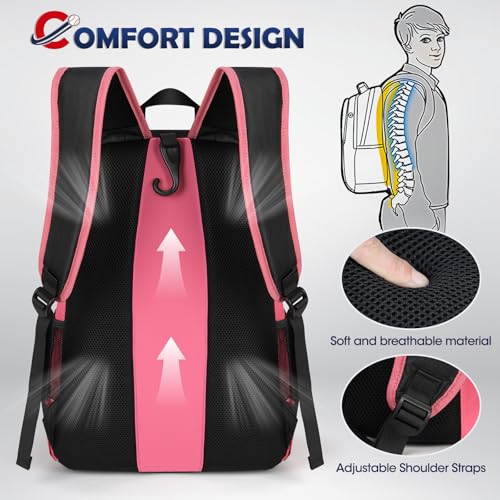 RAINSMORE Baseball Bag for Youth & Adult Lightweight Softball Bat Bag with Shoe Compartment, External Helmet Holder and Fence Hook Waterproof Baseball Backpack Hold T-Ball, Bat and Softball Equipment