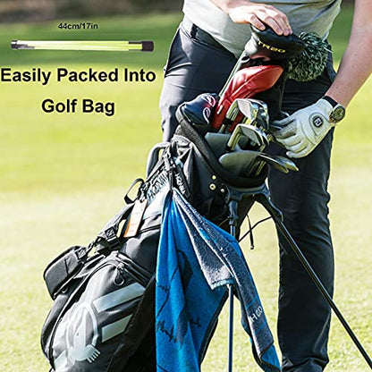 Eshan Golf Alignment Sticks 2 Pack Swing Training Aid Equipment Collapsible Trainer Practice Rods Posture Corrector in Handy Storage Tube Case for Men Women Golfer Swinging