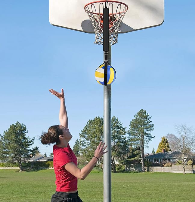 JIAHG Hanging Volleyball Spike Trainer with Buckle Adjustable Solo Ball Practice Equipment Jump Training Aid Easy to Hang Volleyball Trainer for Adult Teens Indoor Outdoor Self-Study Use