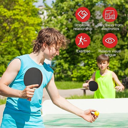 Liliful 8 Pieces Table Tennis Paddle Set Portable Indoor Tennis Rackets Accessories Bulks with 12 Balls and Storage Bag for Indoor Outdoor Kids Adult Professional Games