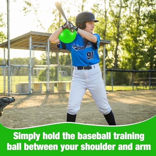 2 Pcs Connection Ball with Pump 9 Inch Pilates Baseball Softball Batting Trainer Improve Arm Action Hitting & Pitching Efficiency Connection Ball for Baseball - color: green