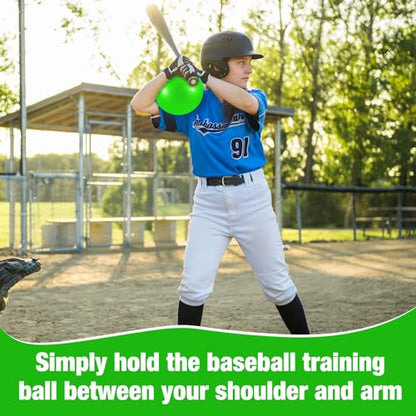 2 Pcs Connection Ball with Pump 9 Inch Pilates Baseball Softball Batting Trainer Improve Arm Action Hitting & Pitching Efficiency Connection Ball for Baseball - color: green