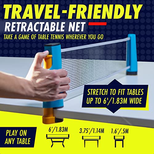 NIBIRU SPORT Professional Ping Pong Paddle Sets - 2 Player or 4 Player Table Tennis Paddles, Retractable Net, Pingpong Balls and Carry Bag Storage Case - Table Tennis Equipment & Ping Pong Accessories - style: 2 Paddles+4 Balls+Net