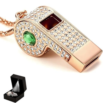 Whistle,Rhinestone Sports Whistle with Keychain for Coach/Referee/Training/Lifeguard/Teachers(Gold) - color: Green