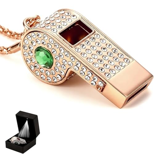 Whistle,Rhinestone Sports Whistle with Keychain for Coach/Referee/Training/Lifeguard/Teachers(Gold) - color: Green