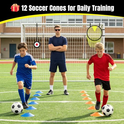 Soccer Goal for Backyard - 12×6/8×6/6×4 FT, Training and Tournament Size Metal Frame Soccer Net with Target Net, Shooting Target & 12 Training Cones for Kids Teens Adults Easy Assembly - size: 8x6 ft
