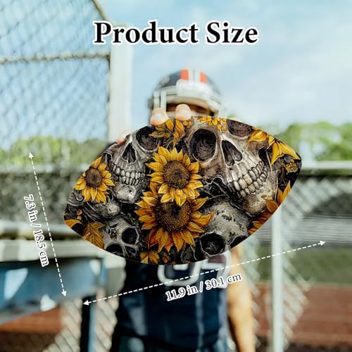 American Football, Official Size 11.9 x 7.3 Inch, Premium Composite Leather High-Grip Ball with Pro-Style Lacing, Unique Prints for Training, Games & Gifts - color: Sunflower Skulls