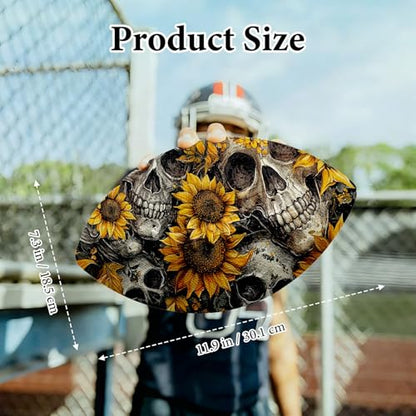 American Football, Official Size 11.9 x 7.3 Inch, Premium Composite Leather High-Grip Ball with Pro-Style Lacing, Unique Prints for Training, Games & Gifts - color: Sunflower Skulls