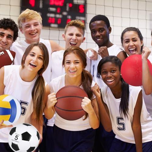 Deekin 12 Pcs Assorted Sport Ball Set for Youth Adult Official Size Basketball Football Volleyball Soccer Baseball Playground Ball with Bag and Pump Gifts