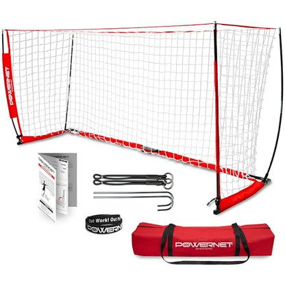 PowerNet Soccer Goal for Backyard, 3Mx2M / 6x4 / 8x4 / 12x6 / 14x7 /18.5x6.5 / 21x7 / 24 x 8 Portable Soccer Net, Sports & Outdoors Training Equipment, Quick Setup 1 Goal & Zipper Storage Bag - style: 12 x 6 FT