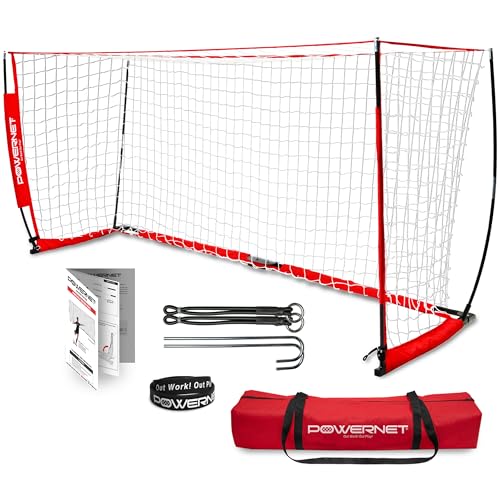 PowerNet Soccer Goal for Backyard, 3Mx2M / 6x4 / 8x4 / 12x6 / 14x7 /18.5x6.5 / 21x7 / 24 x 8 Portable Soccer Net, Sports & Outdoors Training Equipment, Quick Setup 1 Goal & Zipper Storage Bag - style: 8 x 4 FT