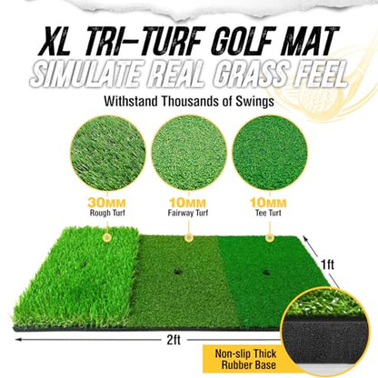 Golf Net, 10x7ft Golf Practice Net and Mat, Noise Reduce Target, 5 Balls, 4 Sandbags, Tee, Carry Bag, Hitting Nets for Backyard Garage, Indoor Driving Chiping, Gift for Men & Golfers