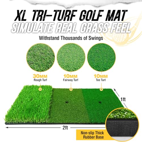 Golf Net, 10x7ft Golf Practice Net and Mat, Noise Reduce Target, 5 Balls, 4 Sandbags, Tee, Carry Bag, Hitting Nets for Backyard Garage, Indoor Driving Chiping, Gift for Men & Golfers