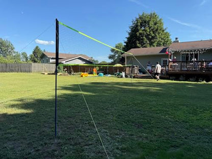 Portable Volleyball & Badminton Combo Net Set for Backyard Beach with 2 Nets (20ft and 32ft), Adjustable Poles, PU Volleyball, Aluminum Rackets and Carry Bag, Quick Setup & Durable