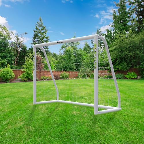 Vallerta® Soccer Goal 12x6Ft/10x6Ft/7x5Ft/6x4Ft. Portable Weatherproof PVC Frame with Net, Carry Bag and Ground Stakes, Youth Regulation Sizes for Kids and Adults, Outdoor/Indoor. - size: 6 X 4 Ft