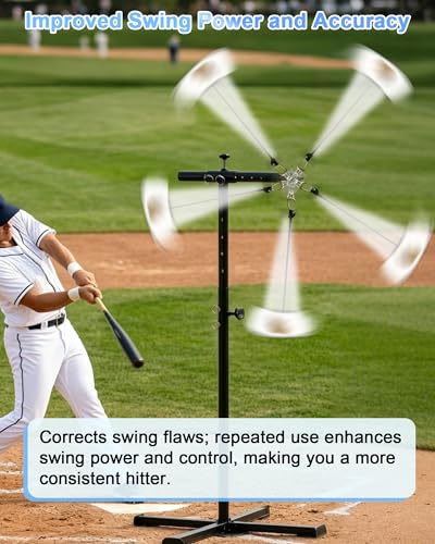 Batting Tee with Tethered Ball, Height Adjustable from 30" to 45" Baseball Batting Trainer, Batting Practice Equipment with 2 Sandbags, Baseball Swing Trainer to Improve Swing Power and Accuracy