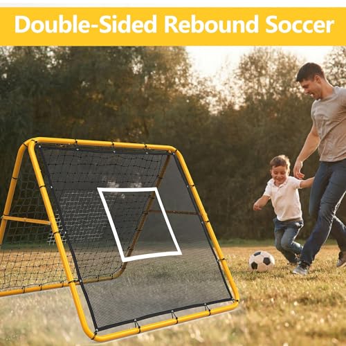 GarveeLifeAdjustable Soccer Rebounder Net, Heavy Duty Soccer Rebound Net with Iron Frame, Rust Resistant, Football Training Equipment for Backyard/Field, Easy Assembly