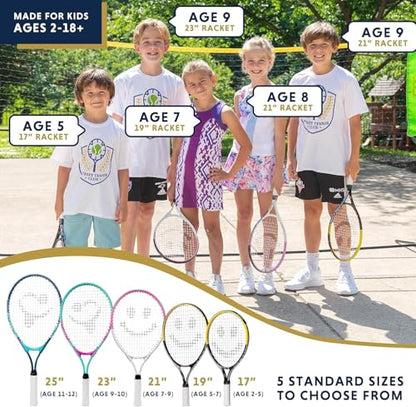 Kids Tennis Racket with Training Videos – Aluminum Youth Tennis Racket with Neoprene Handle for Children Age 5-12 – Learn Faster and Play Better by Street Tennis Club - color: Girls, size: 19