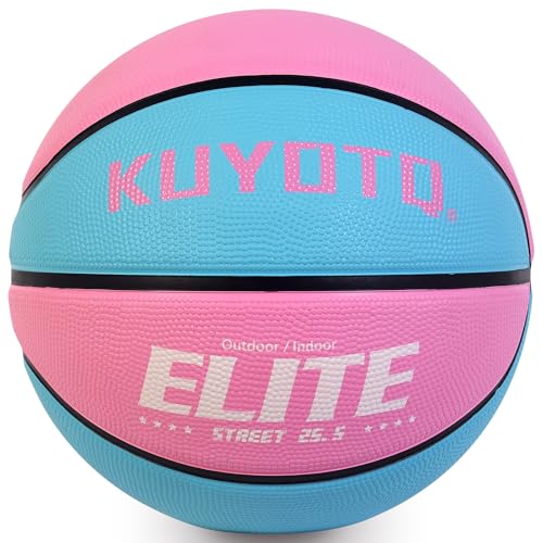 KUYOTQ Kids Toddler Youth Adult Size 3/4/5/6/7 Basketball 22/25.5/27.5/28.5/29.5" Thickened Rubber or Faux Leather Indoor Outdoor Basketball for Boys Girls Womens Mens Basket Ball Gifts - color: Pink,Blue-ELITE Thickened Rubber, size: 4 Kids & Youth - 25.