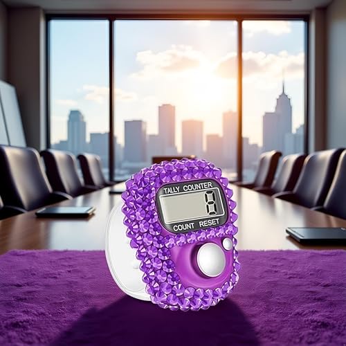 Electronic Finger Tally Counter Clicker Counter,Convenient Portable Digital Display Tally Counter,Resettable Mini Lap Counter for Golf Goods Counting Accessories,Track and Field Lap Counters - color: Purple