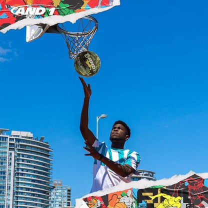 AND1 Xcelerate Rubber Basketball: Official Regulation Streetball, Made for Indoor/Outdoor Games - color: Green Camo, style: Basketball w/ Pump
